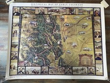 1949 C.W. Love Historical Map Early Colorado Pictorial State Historical Society picture