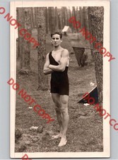 WOW c1910 Handsome Beefcake Shirtless Man Muscular Gay Interest Int RPPC Photo picture