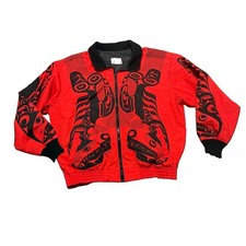 Vintage 1990’s Designs by Nytom Jacket Red John Goodwin Tribal Art Totem picture