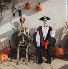 1 Pcs Pirate Captain Skeleton & 1 Pcs Pirate Skeleton 5.6 Ft Life Size picture