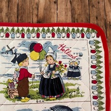 Vtg NOS Dutch Folk Art Souvenir Placemats Quilted Cotton Holland Set of 4 1960s picture