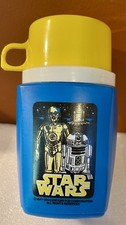 C3PO + R2D2 Thermos with Yellow lid vintage star wars excellent condition 1977 picture