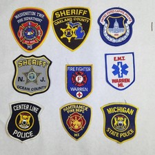 9 Vintage Police & Fire Patches Michigan Oakland County US Capitol NJ Sheriff picture