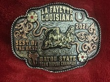 Team Roping Rodeo Champion Trophy Buckle☆La FAYETTE LOUISIANA☆2021☆Rare☆156 picture