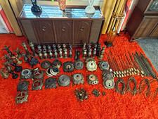 HUGE vintage brass/pot Metal Lamp Parts Bases Rods necks shade holders EF&EF picture