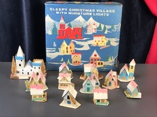 Rare Vintage SLEEPY CHRISTMAS VILLAGE Miniature Art. 48-58 *Missing String Light picture