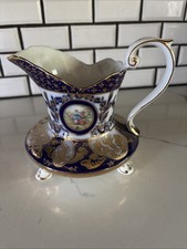 Vintage KPM Germany Porcelain Footed Pitcher, 22K Trim, Courting Couple picture