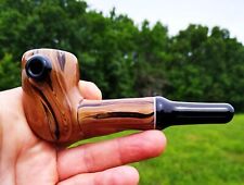 Burl Wood Woodgrain Classic Styled Glass Tobacco Billiard Pipe picture