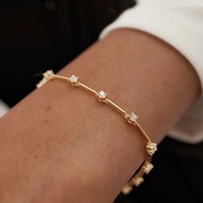 3CT Round Cut Diamond Women's Tennis Bracelet 14k Yellow Gold Plated picture
