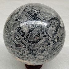 Natural Picasso Jasper Sphere Black Gray Crystal Ball Healing 1720G (3.79LB) picture