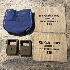 VTG 50s-70s USPS Post Office Department Canvas Coin Bags & PO Box Mail Doors Lot picture