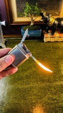 Beautiful 1940 Beattie Jet Silver Chrome Petrol Pipe Lighter Tested Working picture
