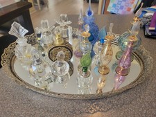 Vtg Perfume Bottles Glass Mini Hurricane Oil Lamp Lot Of  15 Empty Assorted picture