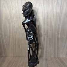 Makonde Mother Child Large Hand Carved Sculpture African Tribal Wood Art 17.5” picture