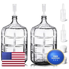 Suzile 2 Pieces 3 Gallon Glass Carboy with Drilled Silicone Stoppers Airlock picture