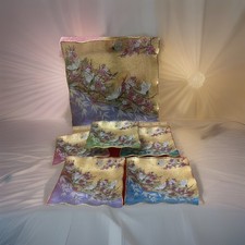 Vintage Glass Plate Soga Cranes And Plum Blossoms, 1 Large, 5 small picture