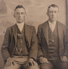 Antique CDV 6th Plate Tintype of 2 Handsome Young Men Likely Brothers #1452 picture