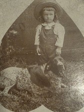 19th Cent. Cabinet Card: A Missouri Boy and His bird dog DATED 1896 picture