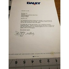 Richard M. Daley hand signed letter on Daley '95 picture