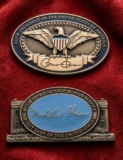 Very Rare Authentic President Barack & MICHELLE OBAMA POTUS Challenge Coin Set picture