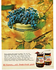 1961 Kraft Grape Jelly Vintage Ad Concord Grapes Blue Band Crock Autumn Art picture