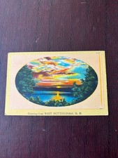 greetings from West Nottingham, New Hampshire, Postcard, L-117, Linen, Sunset picture