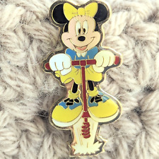 Disney Minnie Mouse Pogo Stick Enamel AA1 VTG Brooch Lapel Pin Gold Tone 1.25