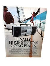 1981 GE Home N Go Stereo Print Ad Vintage Boombox Radio Sailboat Scene Promo picture