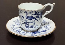 Vintage Coalport Cairo Demitasse Cup & Saucer Blue/White Gilded - EUC picture