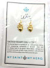 Catholic My Saint My Hero Let Love Sacred Heart Flower Earrings 1