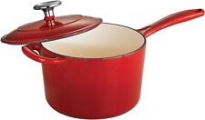 Covered Sauce Pan Enameled Cast Iron 2.5-Quart, Gradated Red picture