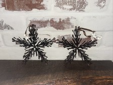 (2) ZODAX Star Snowflake Wire Holiday Ornaments Brown Copper Glitter Sparkle 6” picture