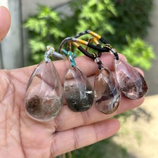 4pcs Natural Ghost Phantom Quartz Crystal Pendant Necklace Chakra Healing Rock picture