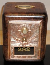 Antique P O Box Door Bank-Early 1900's Bronze-