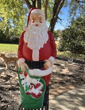 Vintage 1968 Empire Santa Claus Blow Mold 46” Green Toy Sack Christmas Lighted picture