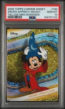 2025 TOPPS CHROME DISNEY YELLOW MINI DIAMONDS SORCERER APPRENTICE MICKEY PSA 10 picture