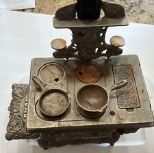 VINTAGE casts iron TOY STOVE SALESMAN SAMPLE 1800's? w/skillets + mfg HOME picture