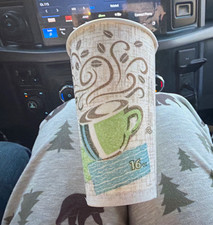 Starbucks 16 oz Disposable Hot Drink Cup, White/Green/Brown Green Logo picture