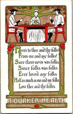 A Quaker Health Poem Arts & Crafts Style by MT Sheahan Hand-painted 1912 Gilded picture