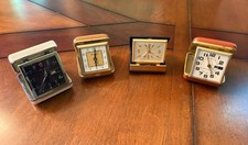 Vintage Travel Alarm Clock Lot of 4 - Westclox Datette, Seth Thomas, Bulova picture