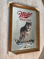 Miller High Life Wildlife Series Timber Wolf Collectible Mirror New Old Stock picture