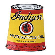 Vintage Indian Motorcycle Sign - Porcelain Gas Pump Oil Quart Can Sign picture