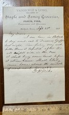 1881 letterhead Vansickle Long Staple Fancy Groceries Bedford IA picture