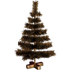 24in Vintage Copper Tinsel Christmas Tree Wood Block Stand Included 2FT Tall picture