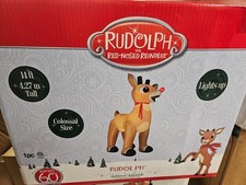 Gemmy 14ft Tall Rudolph The Red Nose Reindeer w/ Scarf Christmas Inflatable picture
