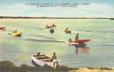 Largo Florida speed boat racing on Lake Seminole vintage pc DD5114 picture