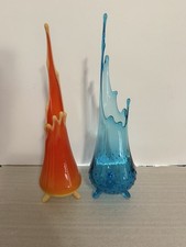 Vintage LE Smith Bittersweet And Blue 3-Toe Vases GREAT MOUTHS Buy 1 Or Both picture