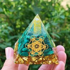 Natural Crystal Orgonite Pyramid Malachite Healing Reiki Orgone Pyramid Decor picture