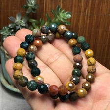 2Pcs Wholesal Natural Ocean Jasper bracelets Crystal ball sphere facet 8mm 7683 picture