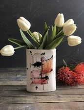 Cinder Ceramics Handmade Porcelain Abstract Art Vase Signed OOAK picture